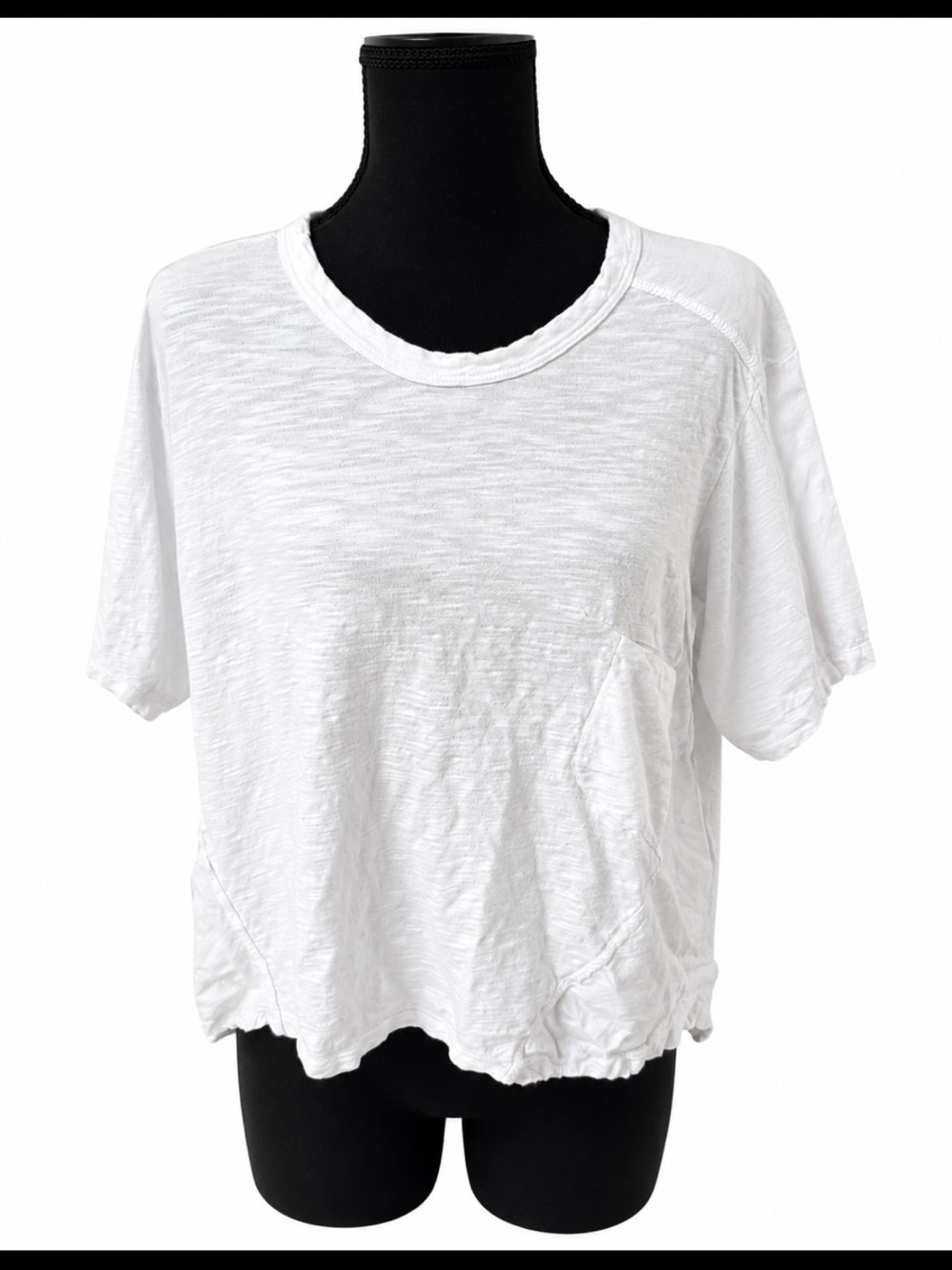 Wilt White Slub Knit Distressed Tee Made in USA Size Large